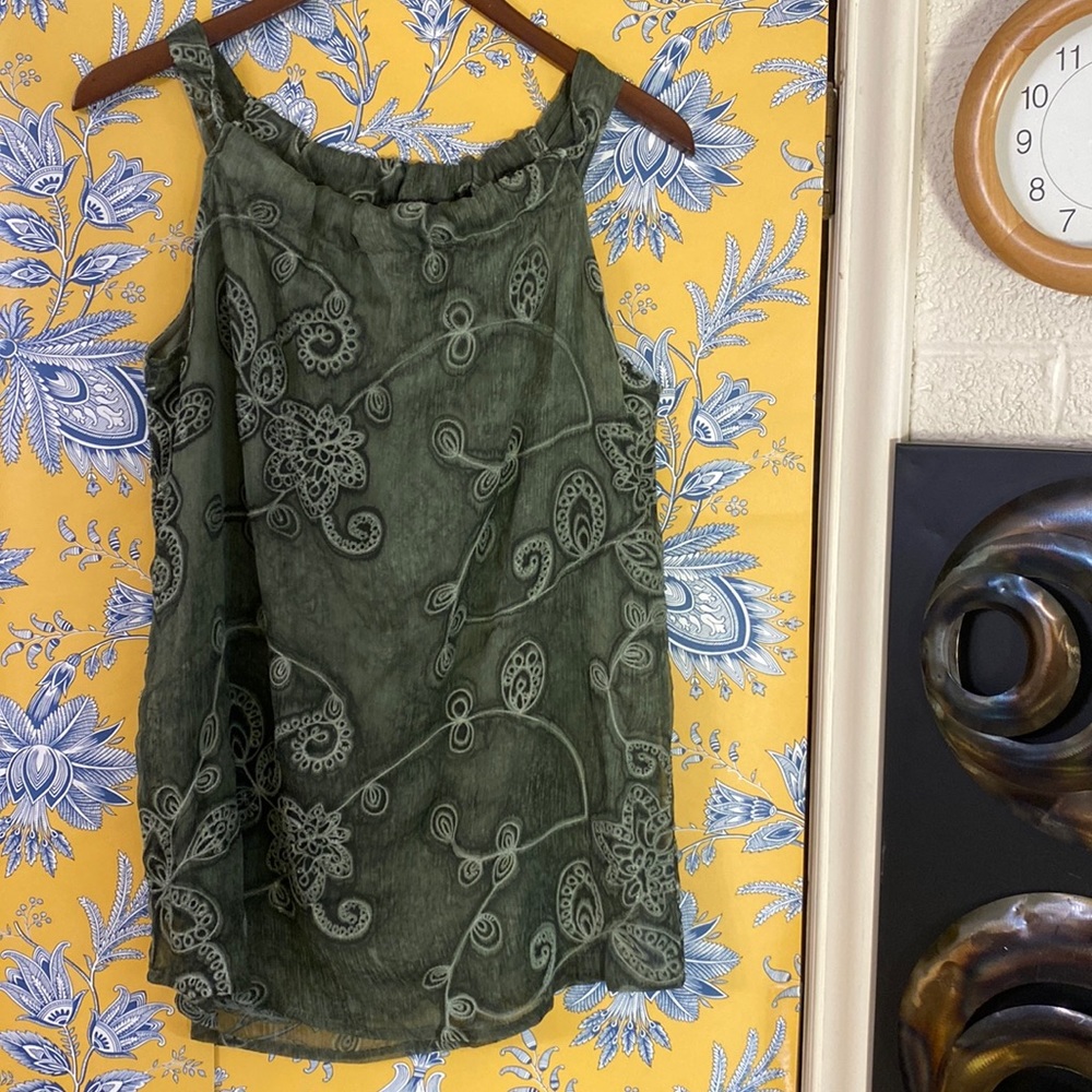 BUA//BUA size S boho beautiful green tunic length tank
